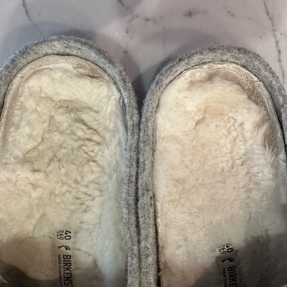 BIRKENSTOCK Zermatt Shearling Slippers Clogs Light Gray Wool Felt UK 40/US 9 - Picture 13 of 16